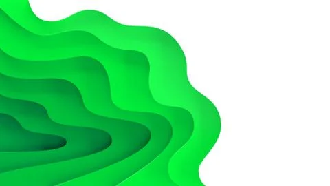 3D abstract green wave background with paper cut shapes. Иллюстрация