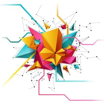 3D abstract grid background with triangle, line and shape layout design for Your Stock Illustration