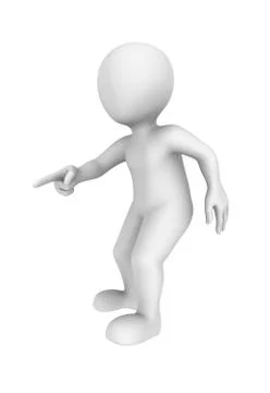 3d abstract human pointing finger down. 3d illustration Stock Illustration