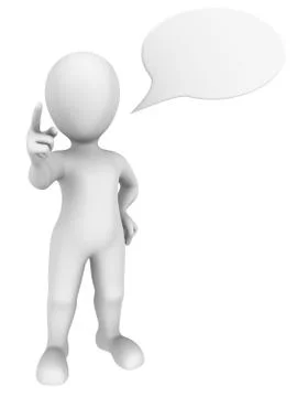 3d abstract human shaking finger with chat bubble above his head. Stock Illustration