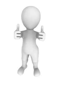 3d abstract human shows double thumbs up gesture Stock Illustration