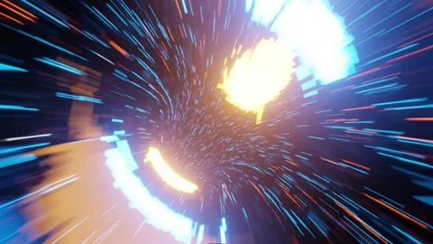 3d abstract hyper tunnel of blue-orange pink color. The speed of light tunnel Stock Footage 211781116