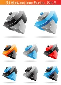 3d Abstract Icon Series - Set 5 Stock Illustration