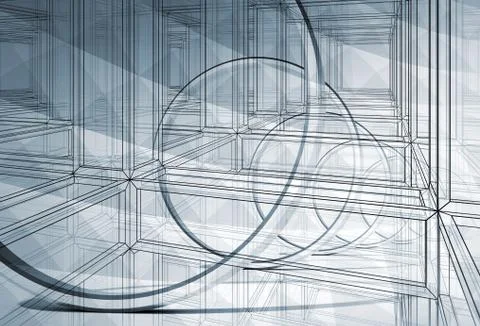 3d abstract illustration background with construction technology concept Illustrazione stock