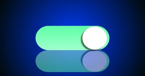 3D abstract illustration switch turns on and turns off button in high resol.. Stock Illustration