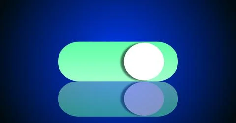3D abstract illustration switch turns on and turns off button in high resol.. 스톡 일러스트