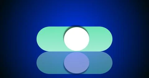 3D abstract illustration switch turns on and turns off button in high resol.. Stock Illustration
