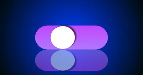 3D abstract illustration switch turns on and turns off button in high resol.. Stock Illustration