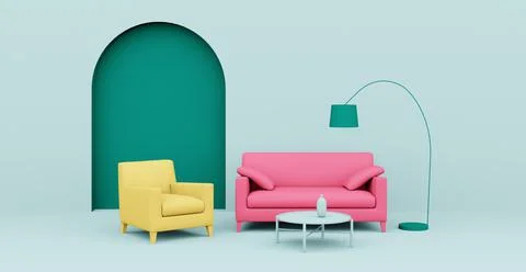 3d Abstract interior. Interior template. Stock Illustration