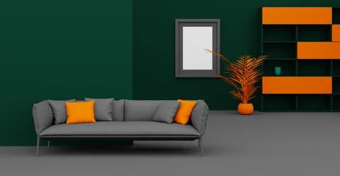 3d Abstract interior. Interior template. 스톡 일러스트