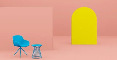 3d Abstract interior. Interior template. Illustrazione stock