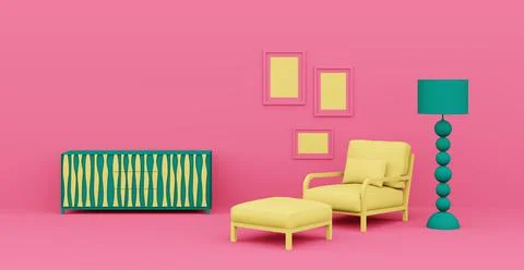 3d Abstract interior. Interior template. Illustrazione stock