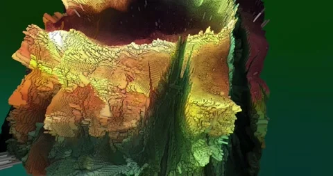 3D Abstract Landscape Animation. Textured Surface In The Form Cubes. Video stock 196161149