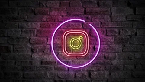3D Abstract led light design. social media app Neon light logo background tit Stock Footage 164089692