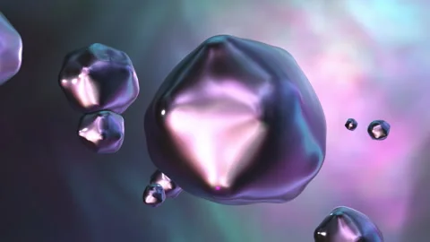 3D abstract liquid animation loop. Metallic shiny reflective surreal fluid blobs Vidéo 147328478
