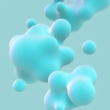 3D abstract liquid bubbles on blue background. Stock Illustration