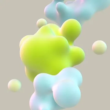 3D abstract liquid bubbles on gray background. Ilustração Stock