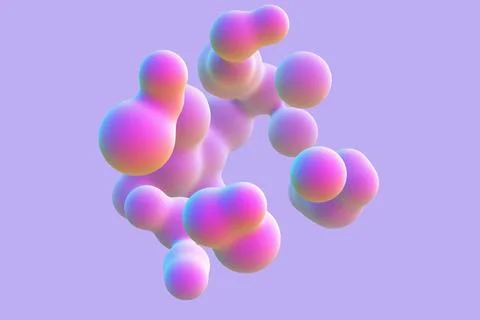 3D abstract liquid bubbles on purple background. Stock Illustration