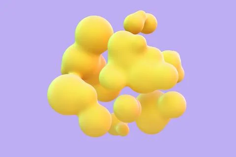 3D abstract liquid bubbles on purple background. Stock Illustration