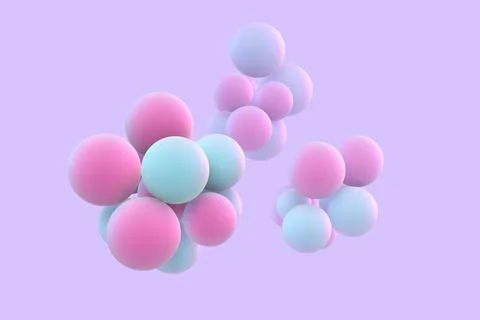 3D abstract liquid bubbles on purple background. Stock-Illustration