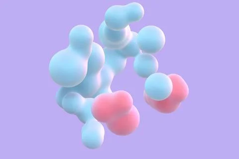 3D abstract liquid bubbles on purple background. Stock-Illustration