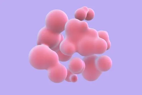 3D abstract liquid bubbles on purple background. Stock Illustration