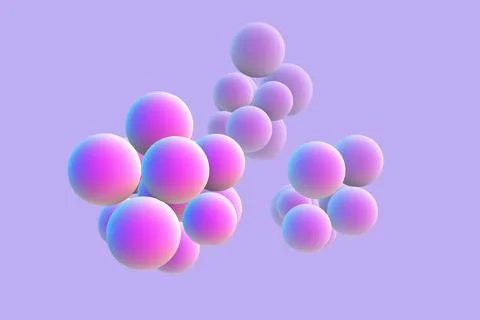 3D abstract liquid bubbles on purple background. Stock Illustration