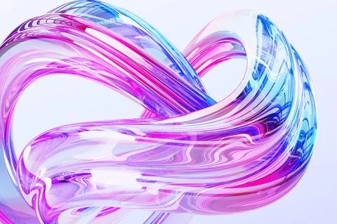 3d abstract liquid glass translucent ribbon wave line with spiral swirl effect Illustrazione stock