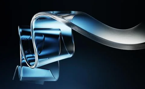 3d abstract liquid glass transparent tape wave line on dark blue background 스톡 일러스트