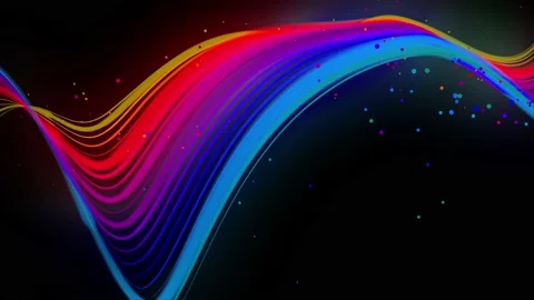 3d abstract looped 4k background with glow lines. Multi-colored neon lines fly Stock Footage 140120944