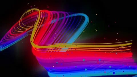 3d abstract looped 4k background with glow lines. Multi-colored neon lines fly Stock Footage 140121503