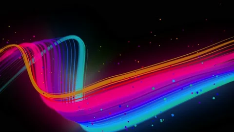 3d abstract looped 4k background with glow lines. Multi-colored neon lines fly Stock Footage 140121845