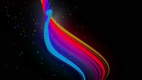 3d abstract looped 4k background with glow lines. Multi-colored neon lines fly Stock Footage 140122323