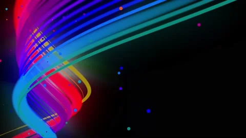 3d abstract looped 4k background with glow lines. Multi-colored neon lines fly Stock Footage 148053350