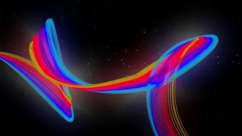 3d abstract looped 4k background with glow lines. Multi-colored neon lines fly Stock Footage 153385177