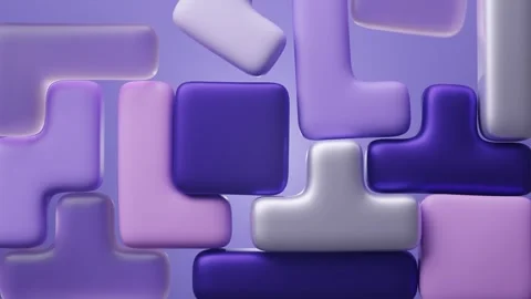 3d abstract looped background with alpha channel.Falling pieces from Tetris. Stock Footage 260738590