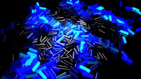 3d abstract looped background with lot of gray rectangles lay on plane and light Stock Footage 280462899