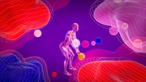 3D abstract man doing kettlebells Ilustración de archivo