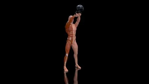 3D abstract man doing kettlebells Ilustración de archivo
