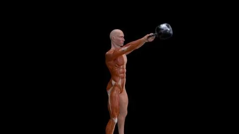 3D abstract man doing kettlebells Ilustración de archivo