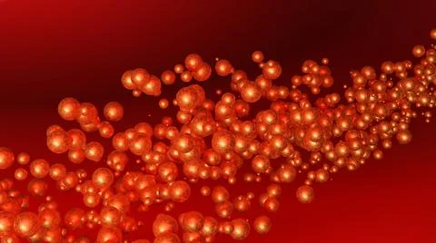 3D Abstract Metallic ball Particles, with red background, 3d Render Illustrazione stock