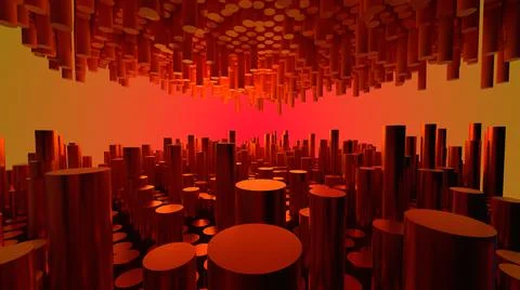 3D Abstract metallic Random pillar height, with gradient background Stock Illustration