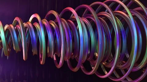 3D Abstract Metallic spiral Object, With dark background Illustrazione stock