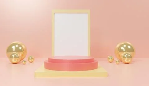 3d abstract minimal geometric forms. Glossy luxury podium for your design. Pa Stock Illustration