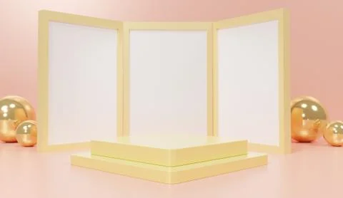 3d abstract minimal geometric forms. Glossy luxury podium for your design. Pa Stock Illustration