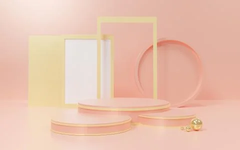 3d abstract minimal geometric forms. Glossy luxury podium for your design. Pa Stock Illustration