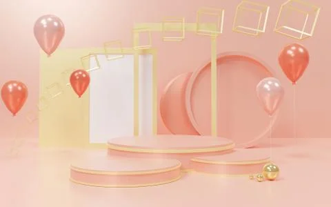 3d abstract minimal geometric forms. Glossy luxury podium for your design. Pa Stock Illustration