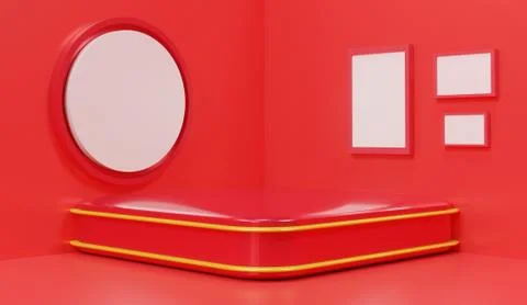 3d abstract minimal geometric forms. Glossy luxury podium for your design. Pa Stock Illustration