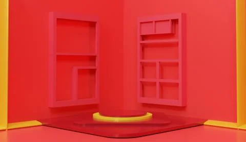 3d abstract minimal geometric forms. Glossy luxury podium for your design. Pa Stock Illustration