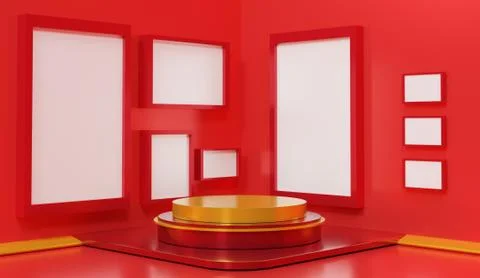 3d abstract minimal geometric forms. Glossy luxury podium for your design. Pa Stock Illustration